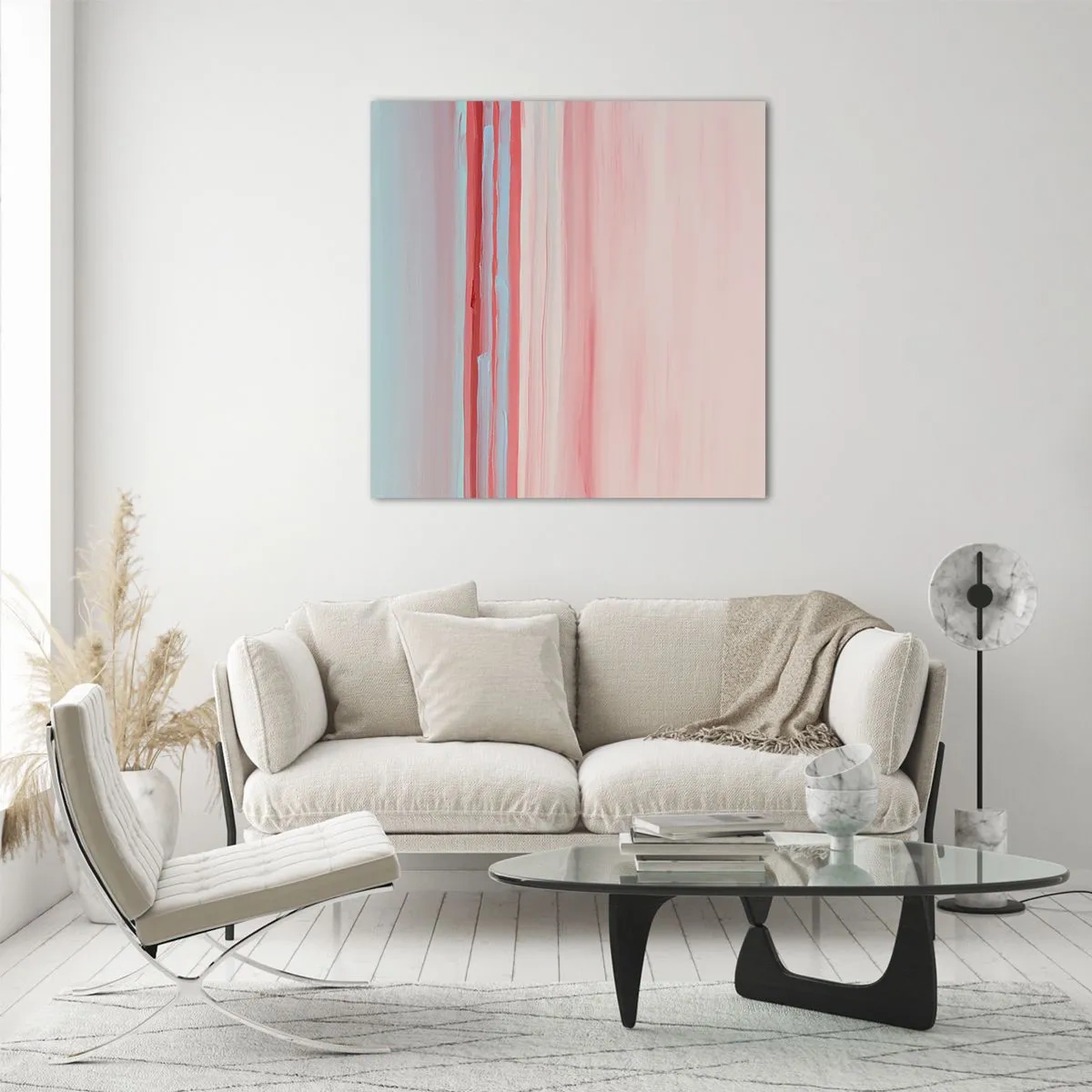 Glastavla - Bild på glas - Abstraktion i gryningen - 60x60 cm