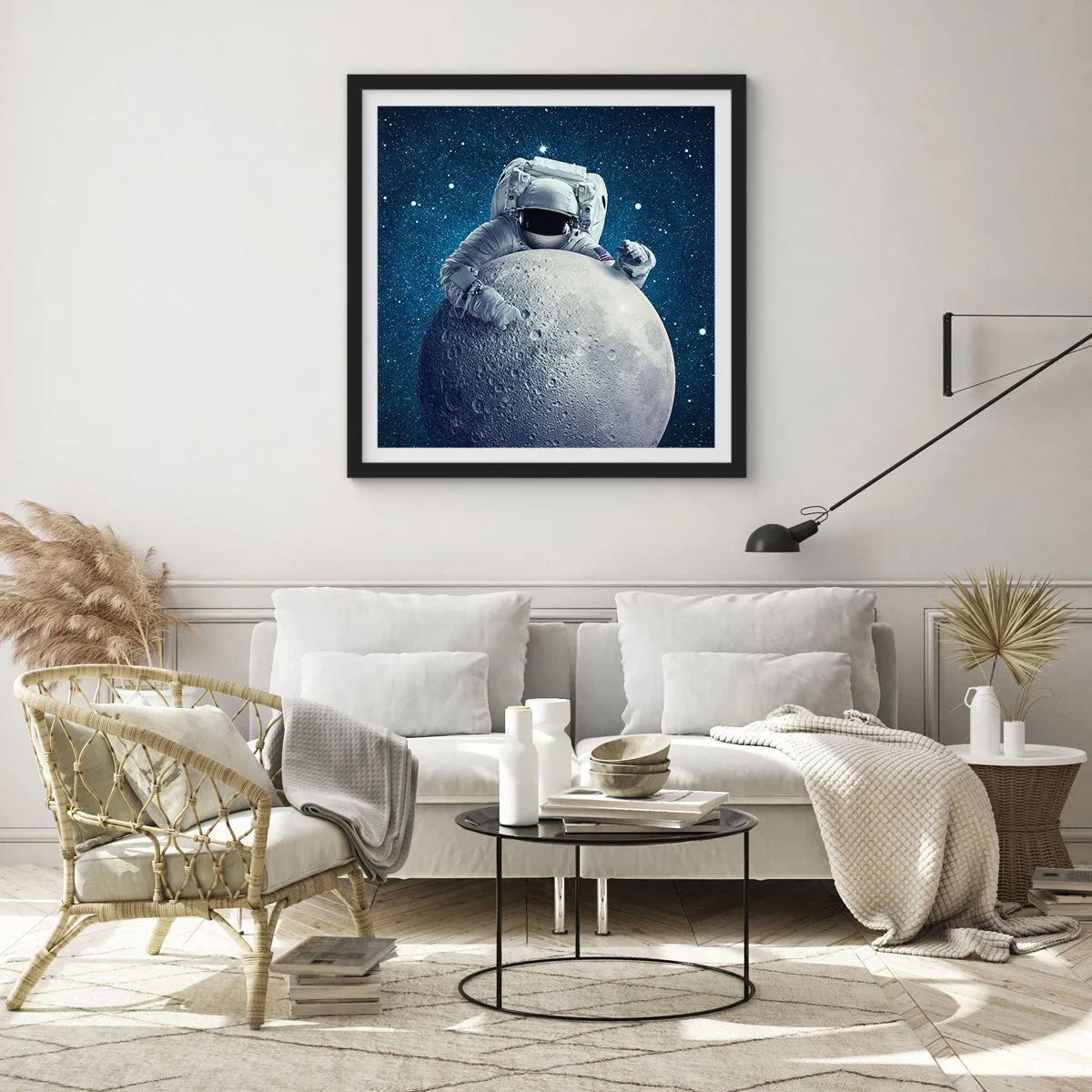 Affisch i svart ram - Skojare i rymden - 50x50 cm