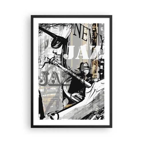 Affisch i svart ram - En konstnärlig komposition inspirerad av jazz - 50x70cm - I New Yorks rytm - Modern väggdekoration för vardagsrum och sovrum ARTTOR