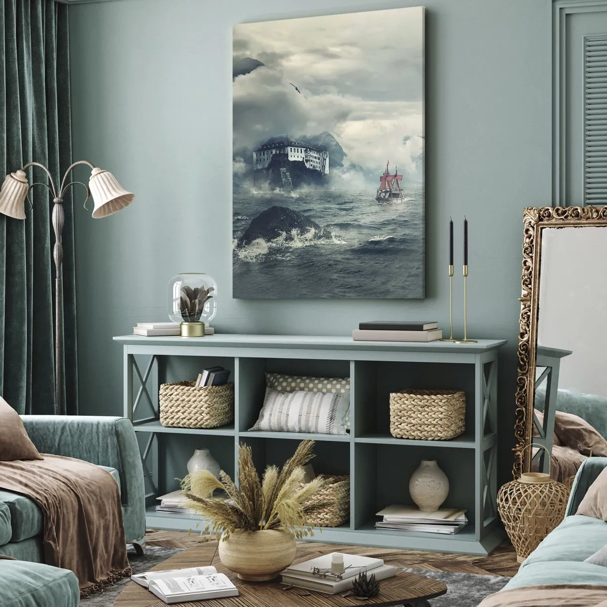 Canvastavla - Bild på duk - På magiska vatten - 65x120 cm