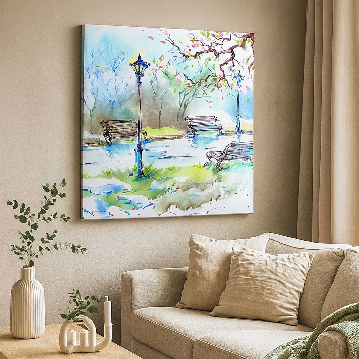 Canvastavla - Bild på duk - Parktystnadens charm - 30x30 cm