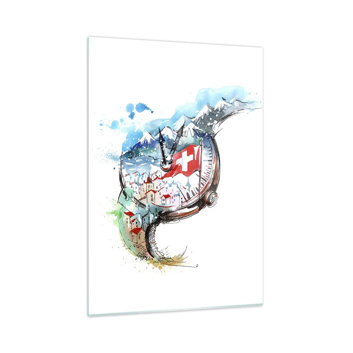 Glastavla - Bild på glas - Schweiz anda - 50x70 cm
