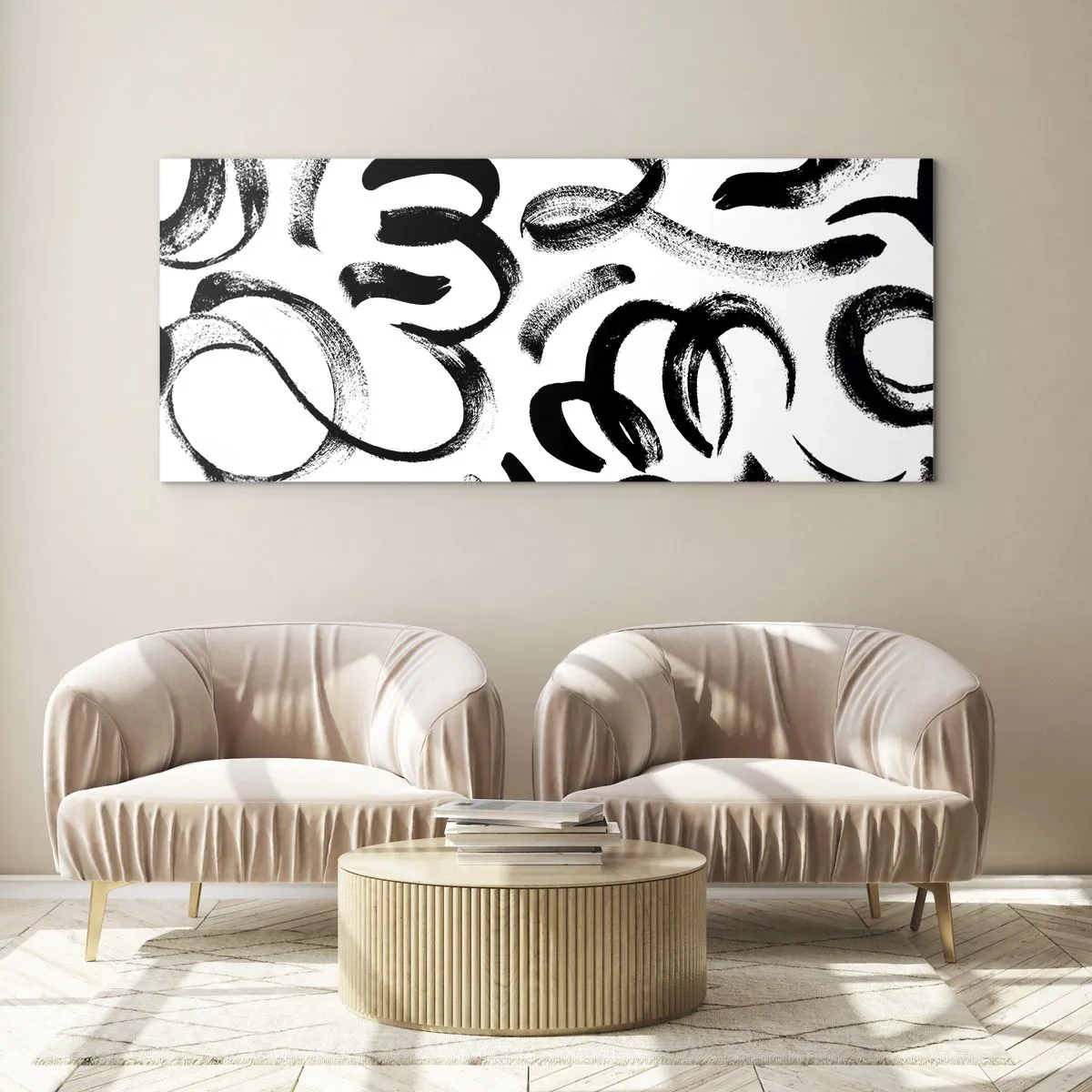 Glastavla - Bild på glas - Svart på vitt - 100x40 cm