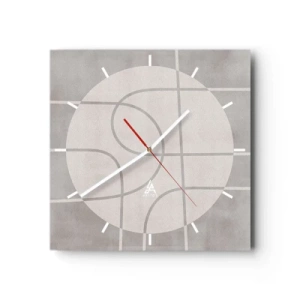 Väggklocka - Klocka på glas - Cirkulärt och rakt fram - 40x40 cm
