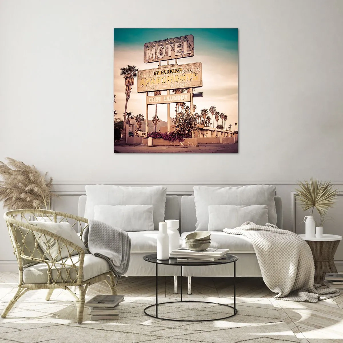 Glastavla - Bild på glas - Här står tiden stilla - 60x60 cm