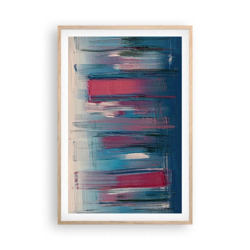 Affisch i ram av ljusek - Vertikal komposition i blått och rött - 61x91 cm