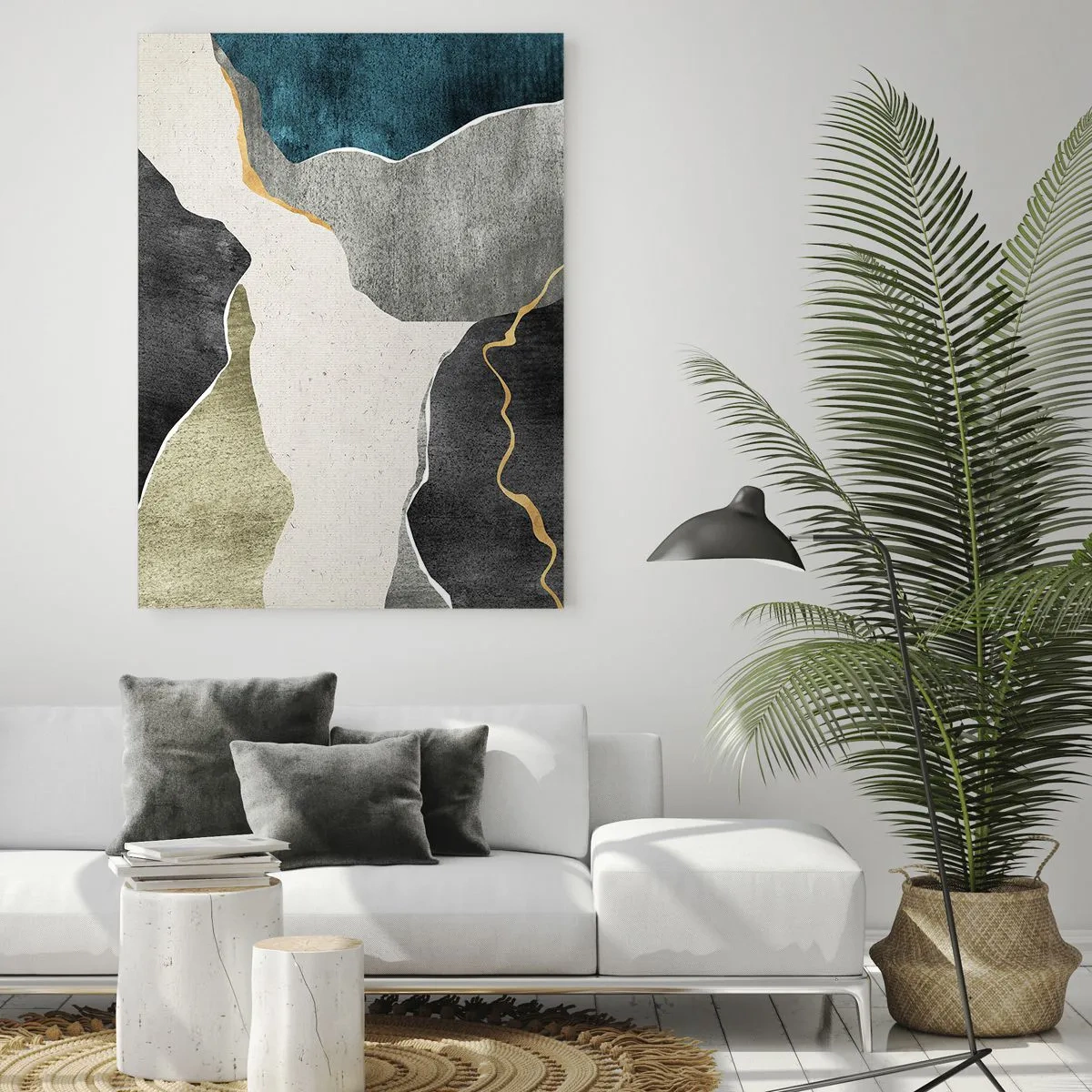 Glastavla - Bild på glas - Mosaikkomposition med en guldtråd - 80x120 cm