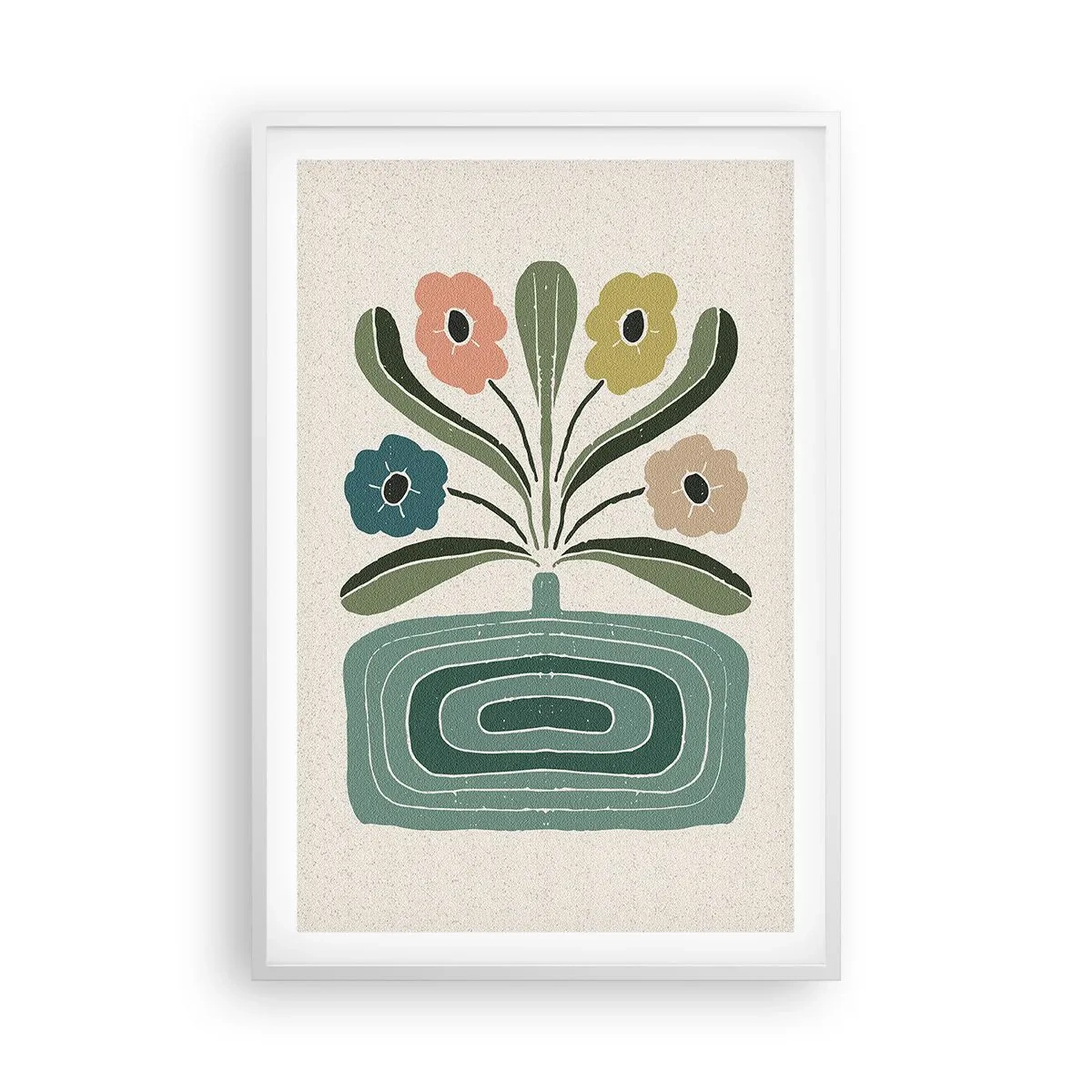 Affisch i vit ram - Symmetrisk bukett - 61x91 cm