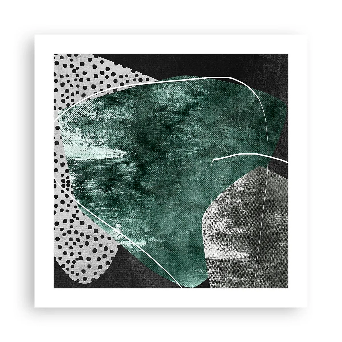 Affisch - Färgstark abstraktion med en guldflinga - 50x50 cm