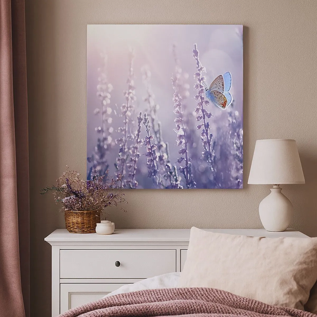 Canvastavla - Bild på duk - En fjärils kyss - 30x30 cm