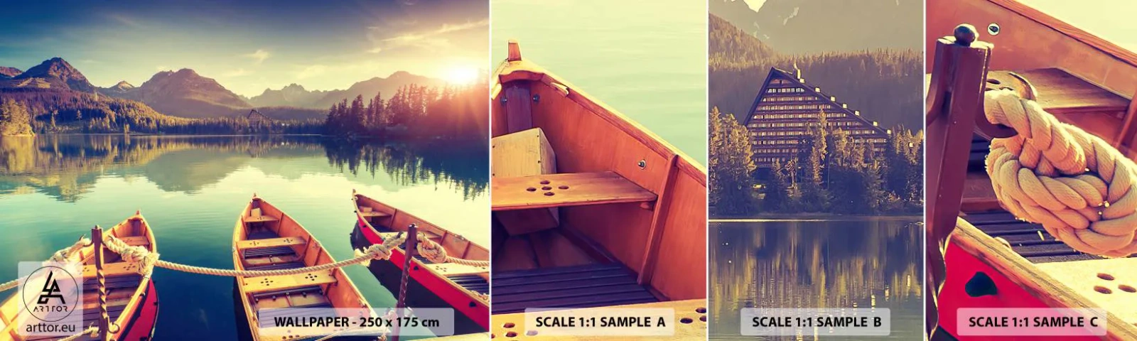 Provbit av självhäftande fototapet Deluxe Sticker - Leva dess rätter - Landskap, Berg, Sjö - 100x30 cm