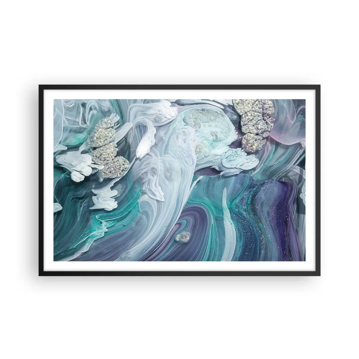 Affisch i svart ram - Blåhetens strömmar - 91x61 cm