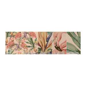 Provbit av fototapet Premium Sand - Rosa balett i blommor - Fågel, Flamingo, Djungel - 100x30 cm