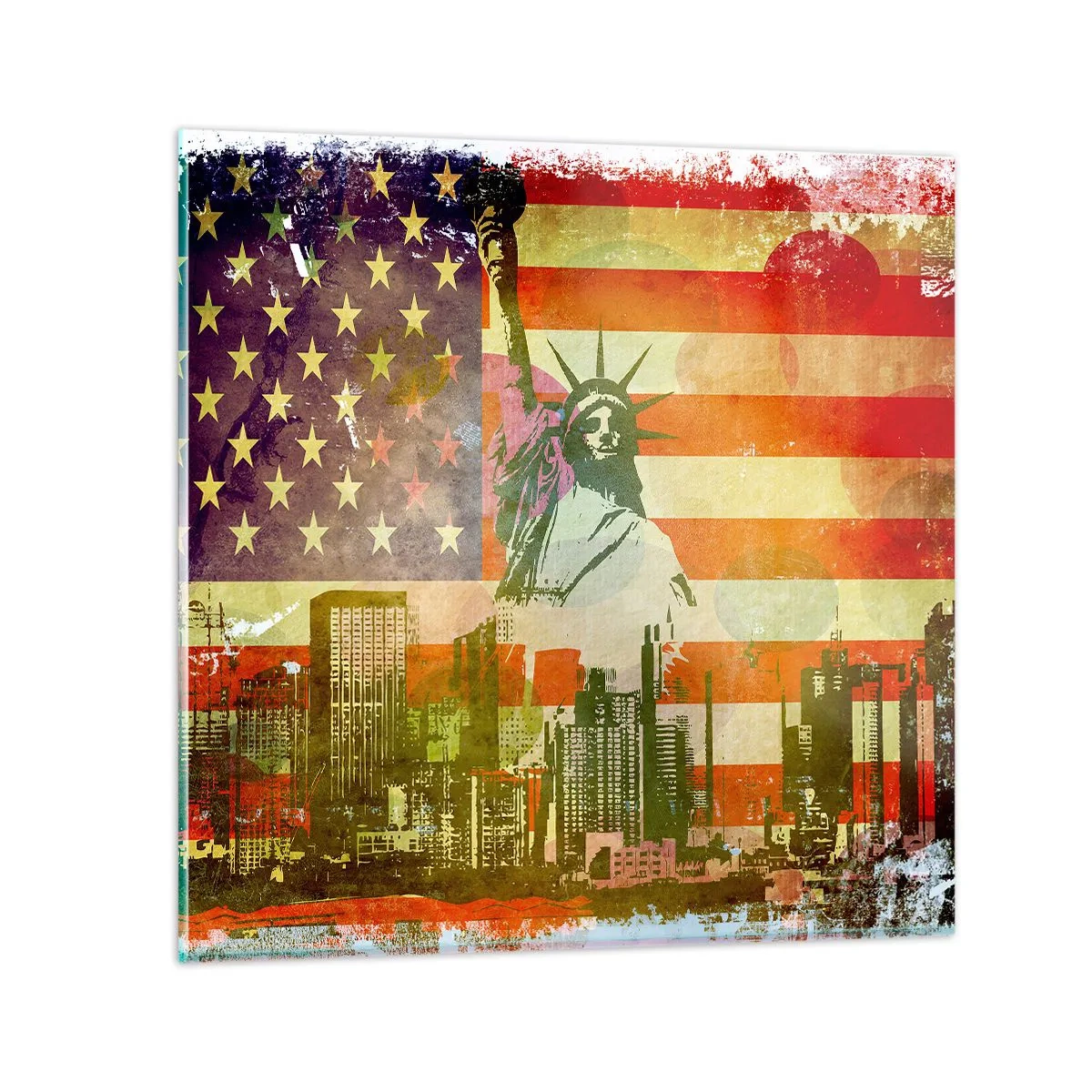 Glastavla - Bild på glas - Viva America! - 30x30 cm