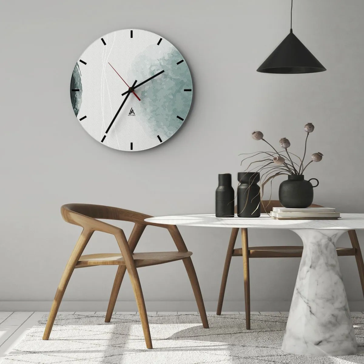 Väggklocka - Klocka på glas - Ett möte med dimma - 30x30 cm