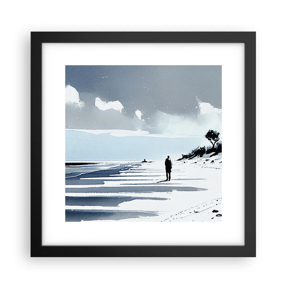 Affisch i svart ram - Ensam - 30x30 cm