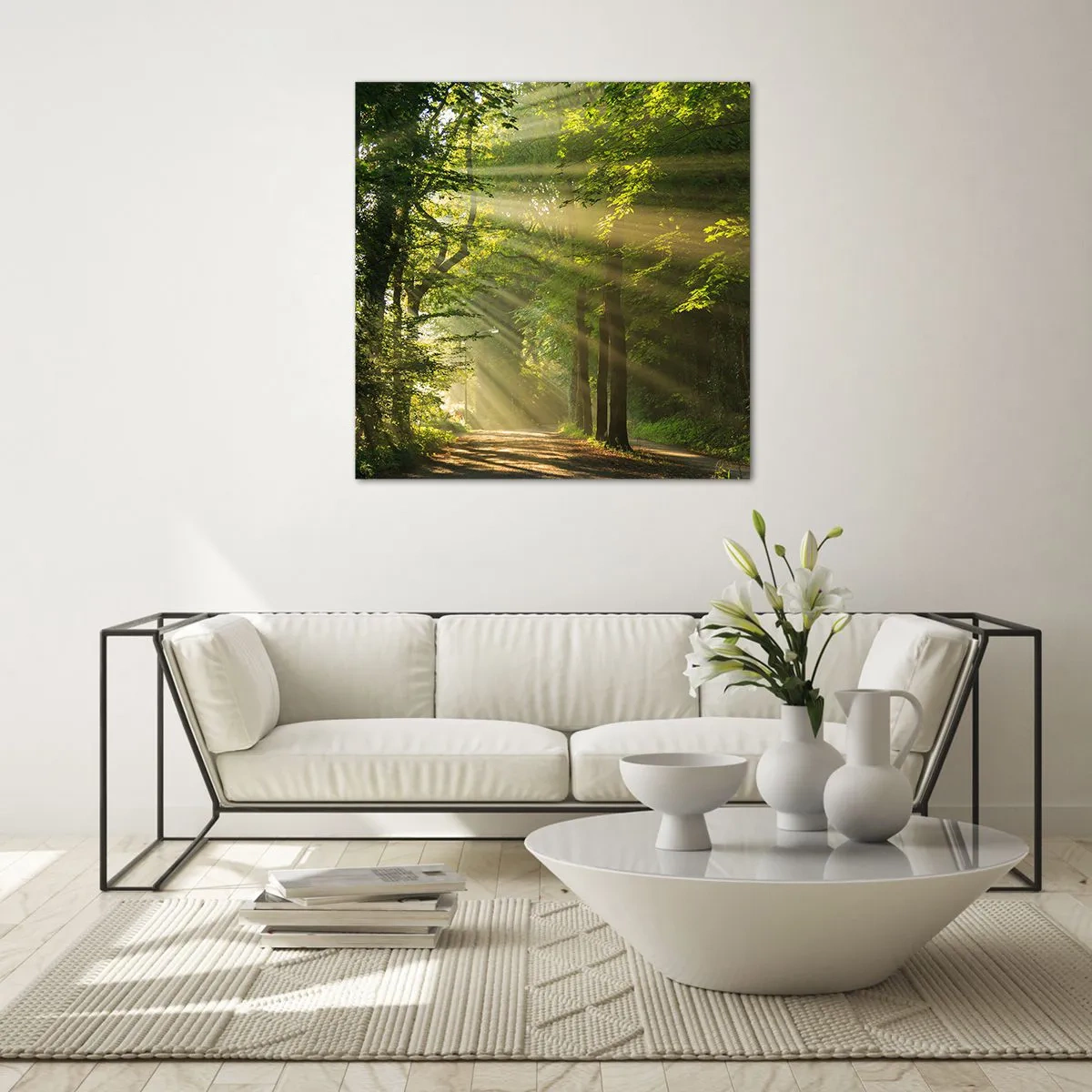 Glastavla - Bild på glas - En stund i skogen - 40x40 cm