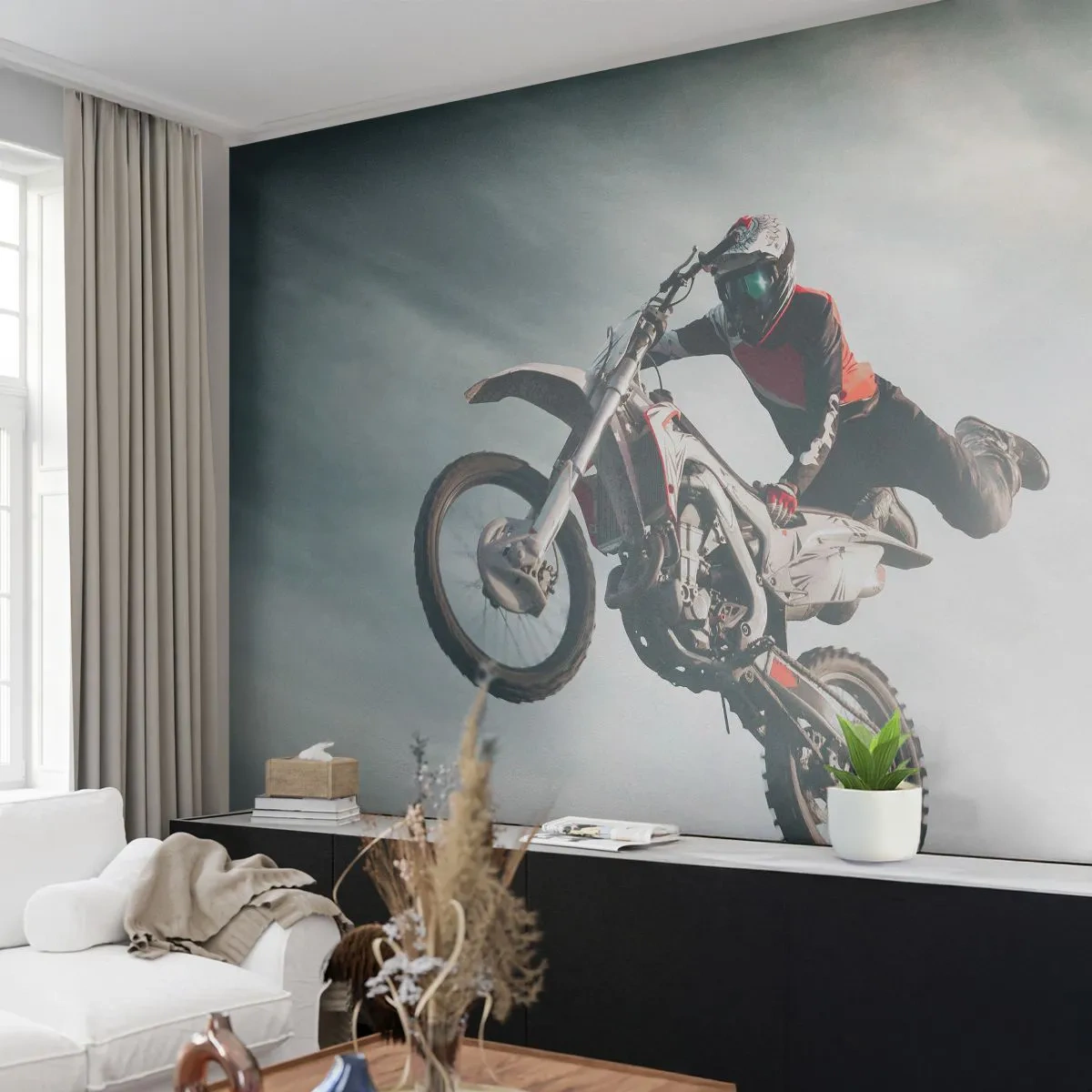 Fototapet Premium Sand - No risk, no fun - Motocross, Motorcykel, Motorcyklist - 100x70 cm
