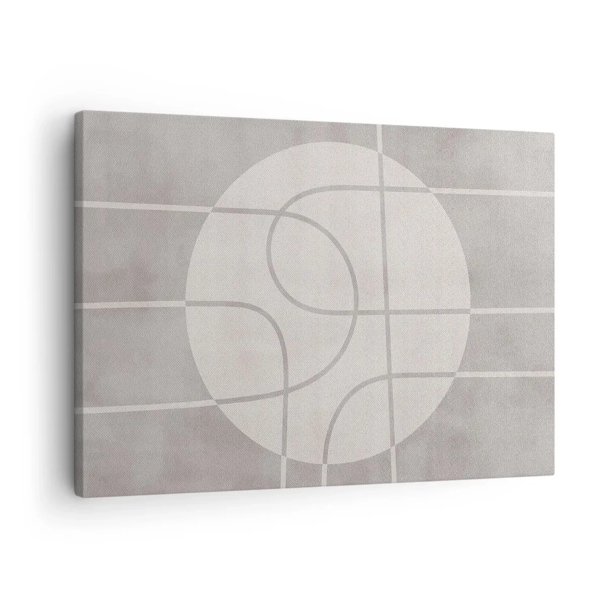 Canvastavla - Bild på duk - Geometriskt mönster i nyanser av grått och vitt - 70x50cm - Cirkulärt och rakt fram - Modern väggdekoration för vardagsrum och sovrum ARTTOR
