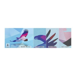 Provbit av fototapet Premium Canvas - Örn i lila kristall - Fågel, Örn, Geometrisk figur - 100x30 cm