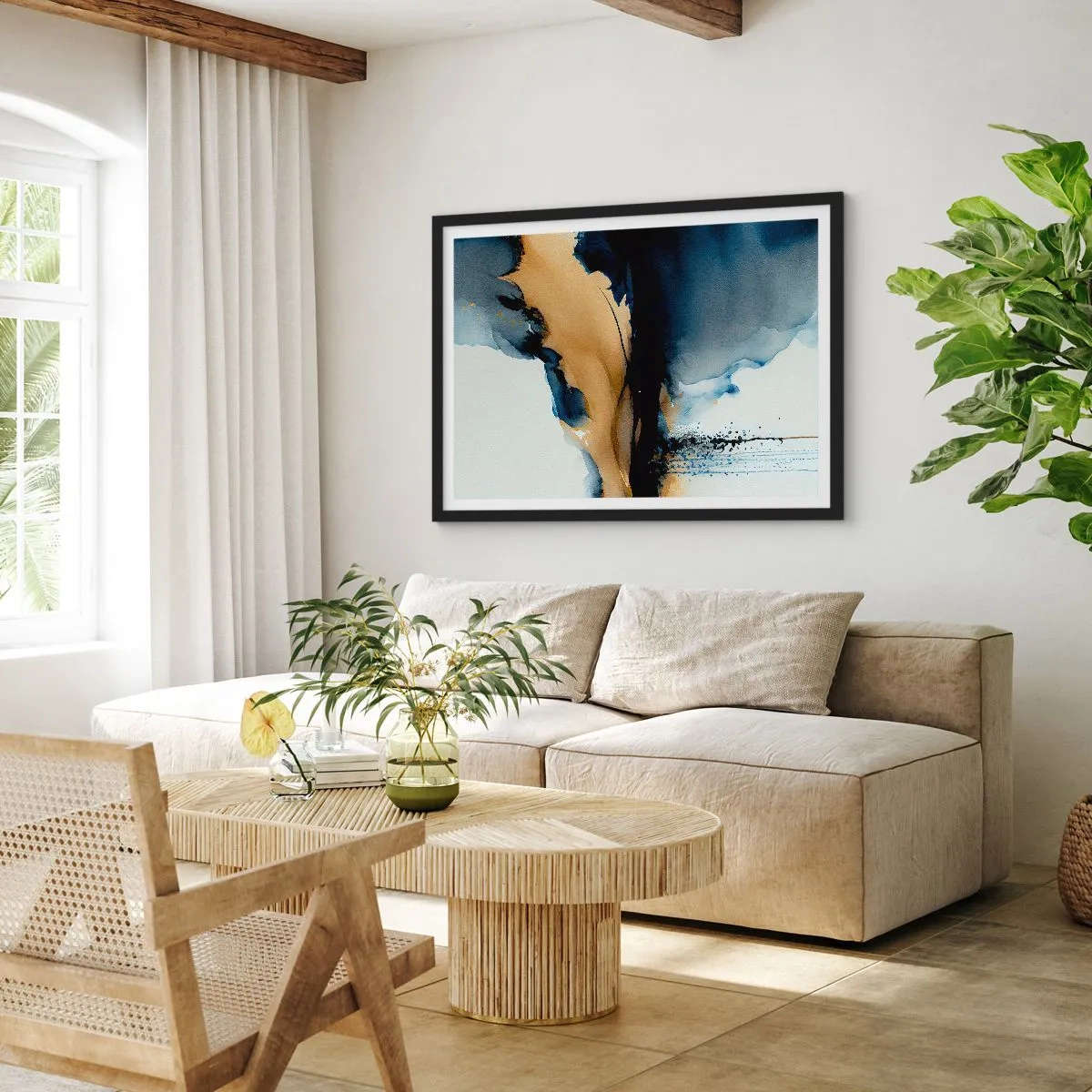 Affisch i svart ram - Bakom ridån - 100x70 cm