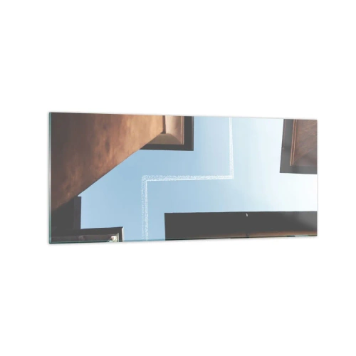 Glastavla - Bild på glas - Ovanför stadens labyrint - 120x50 cm