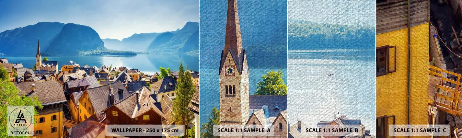 Provbit av fototapet Premium Canvas - Mera pittoreskt blir det inte - Landskap, Stad, Österrike - 100x30 cm