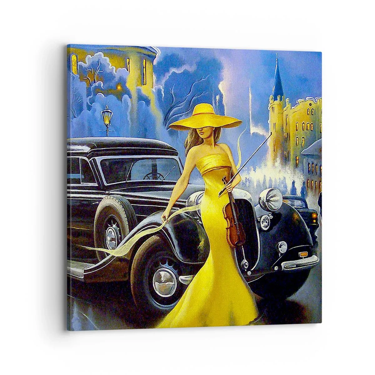 Canvastavla - Bild på duk - Nocturne för fiol och kärlek - 70x70 cm