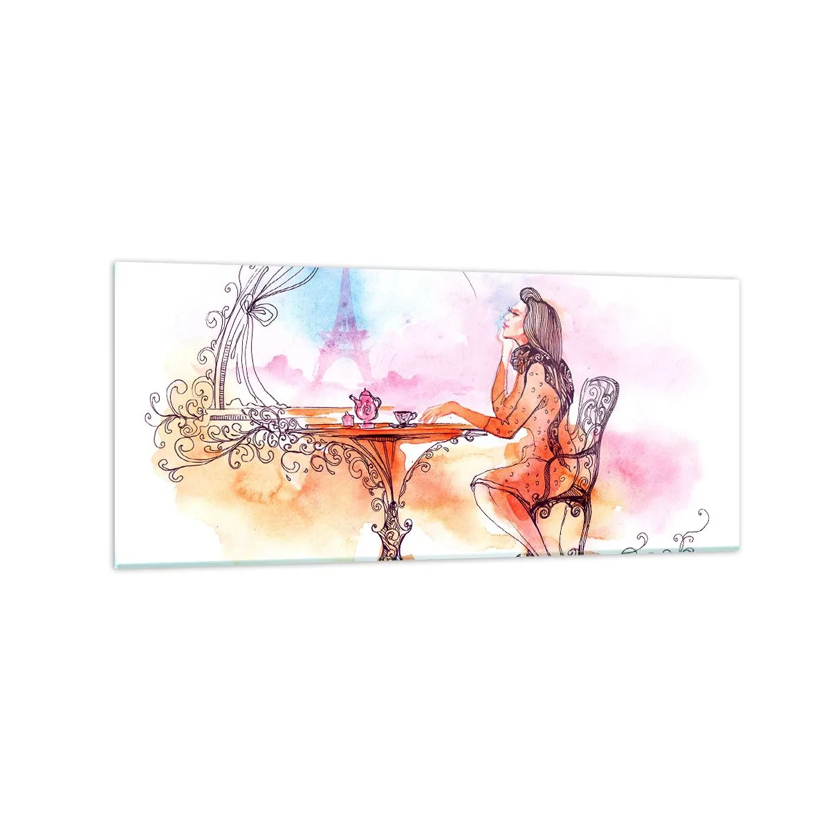 Glastavla - Bild på glas - Paris stil - 120x50 cm