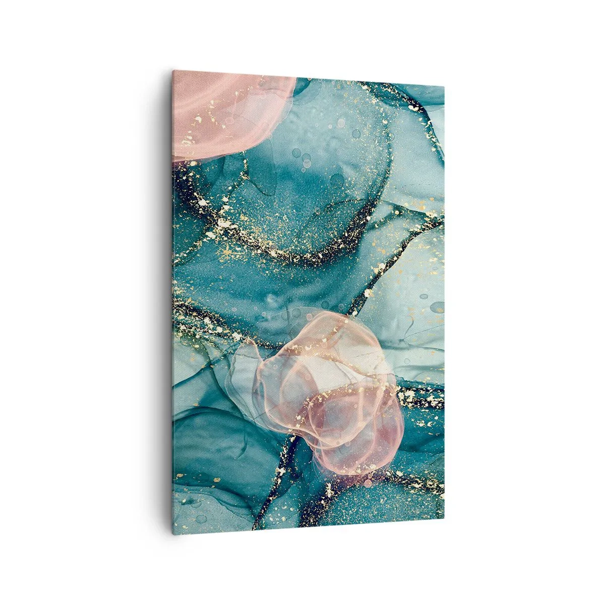 Canvastavla - Bild på duk - Sidenblå, tyllrosa - 80x120 cm