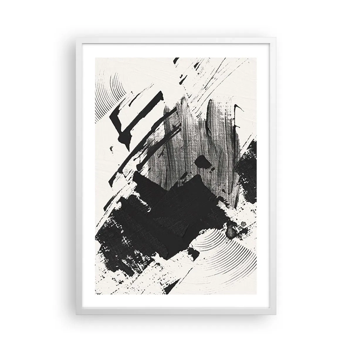 Affisch i vit ram - Abstraktion - uttrycket av svart - 50x70 cm
