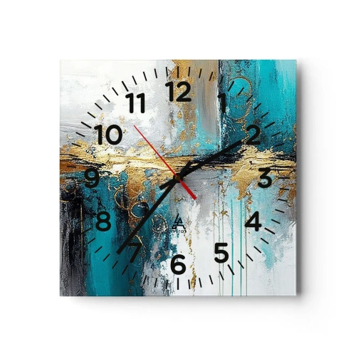 Väggklocka - Klocka på glas - Allting flödar - 40x40 cm