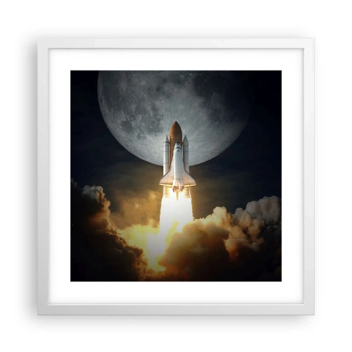 Affisch i vit ram - Början på ett utomjordiskt äventyr - 40x40 cm