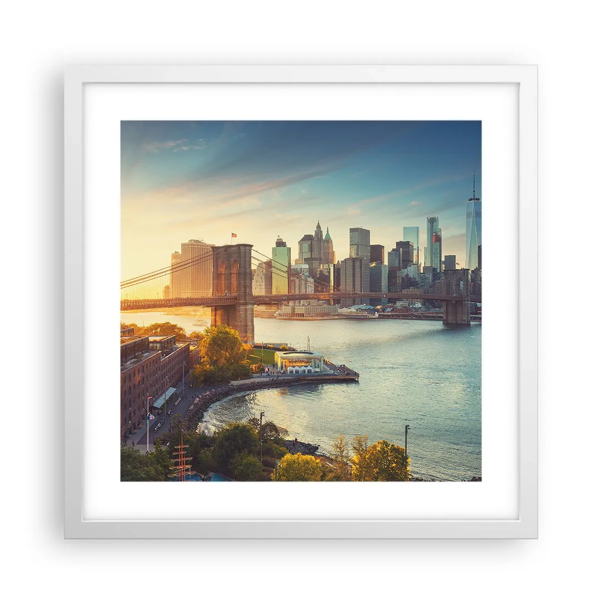 Affisch i vit ram - Storstadsgryning - 40x40 cm
