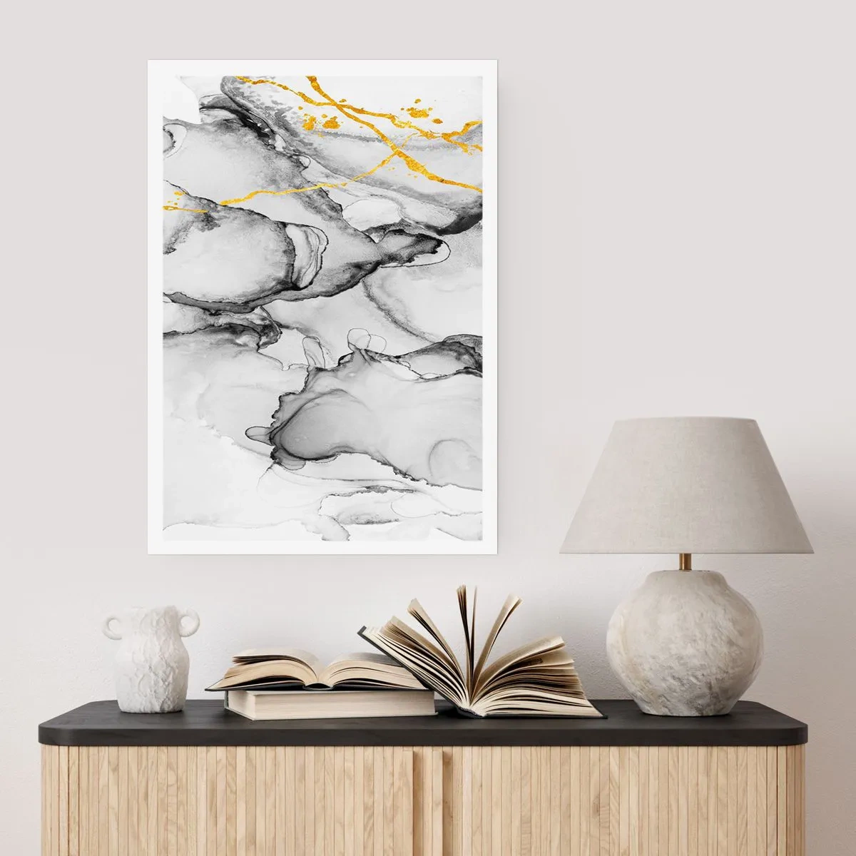 Affisch - Komposition med guldmotiv - 61x91 cm