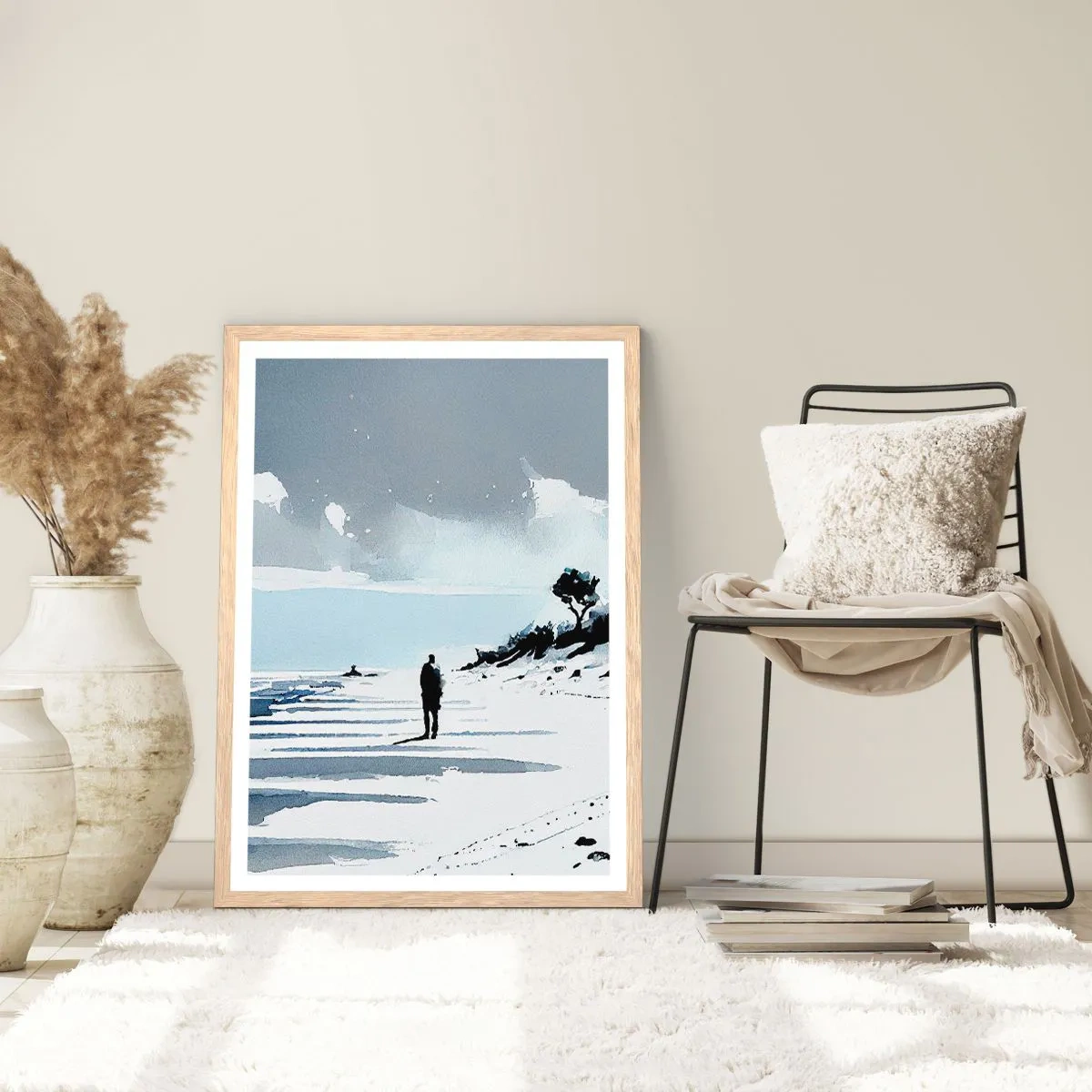 Affisch i ram av ljusek - Ensam - 70x100 cm