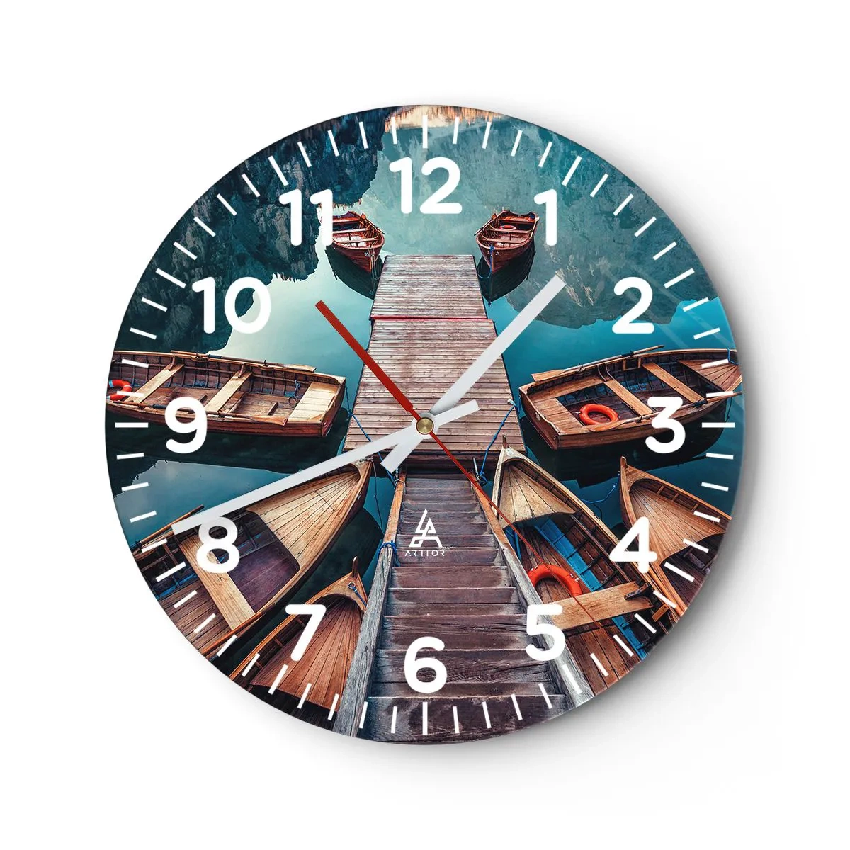 Väggklocka - Klocka på glas - Jag väntar vid bryggan - 40x40 cm