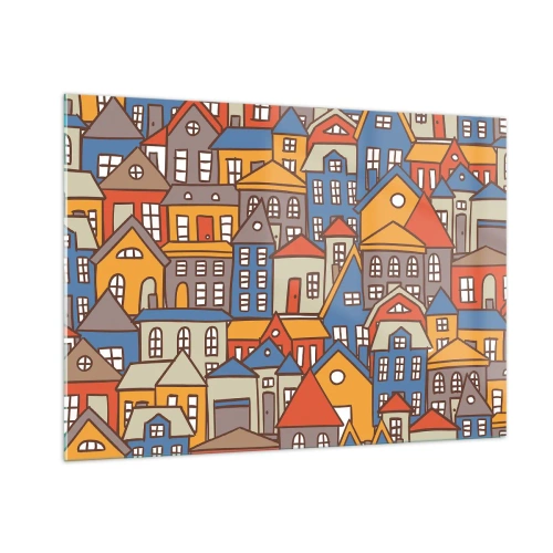 Glastavla - Bild på glas - Hus bakom hus - 100x70 cm