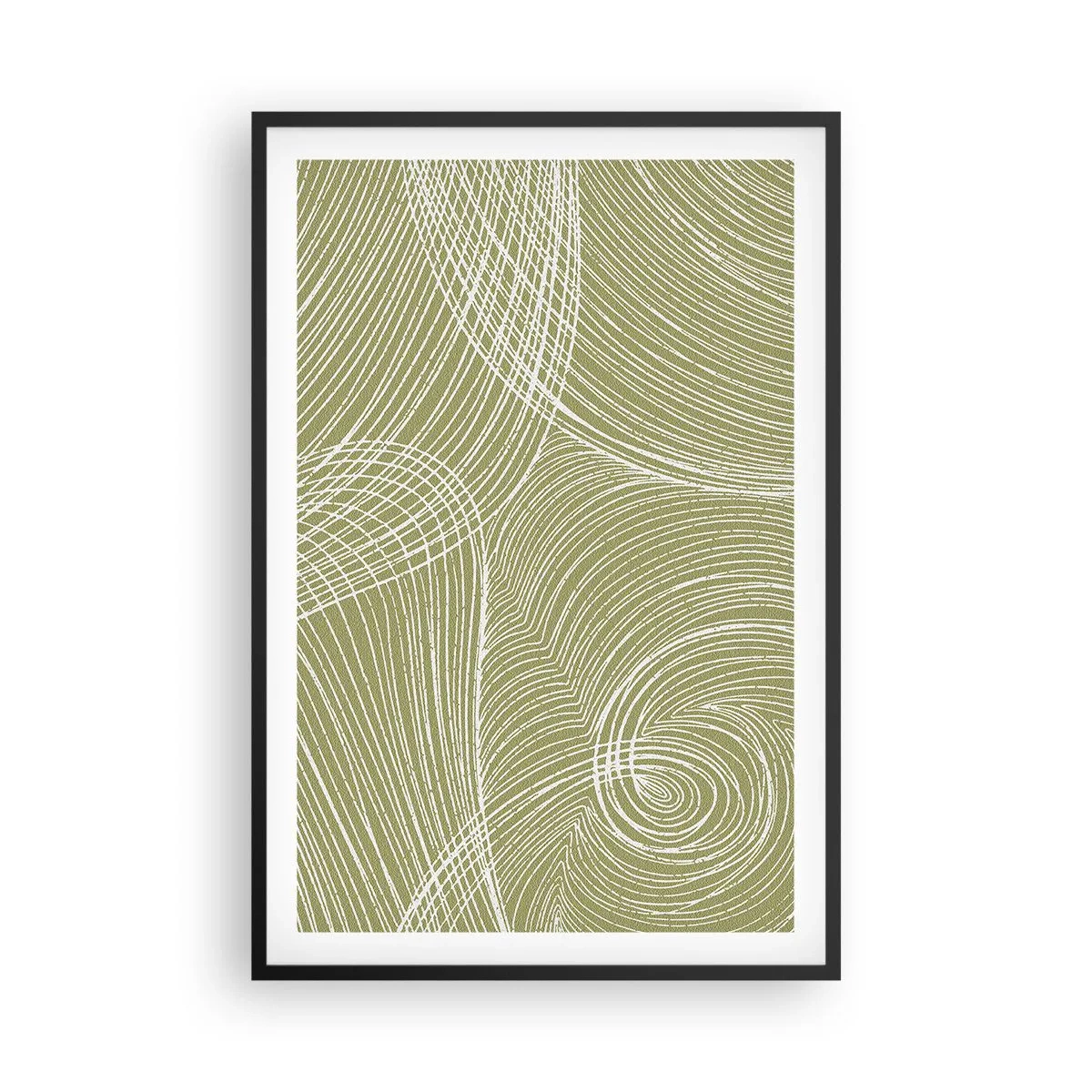 Affisch i svart ram - Intrikat abstraktion i vitt - 61x91 cm