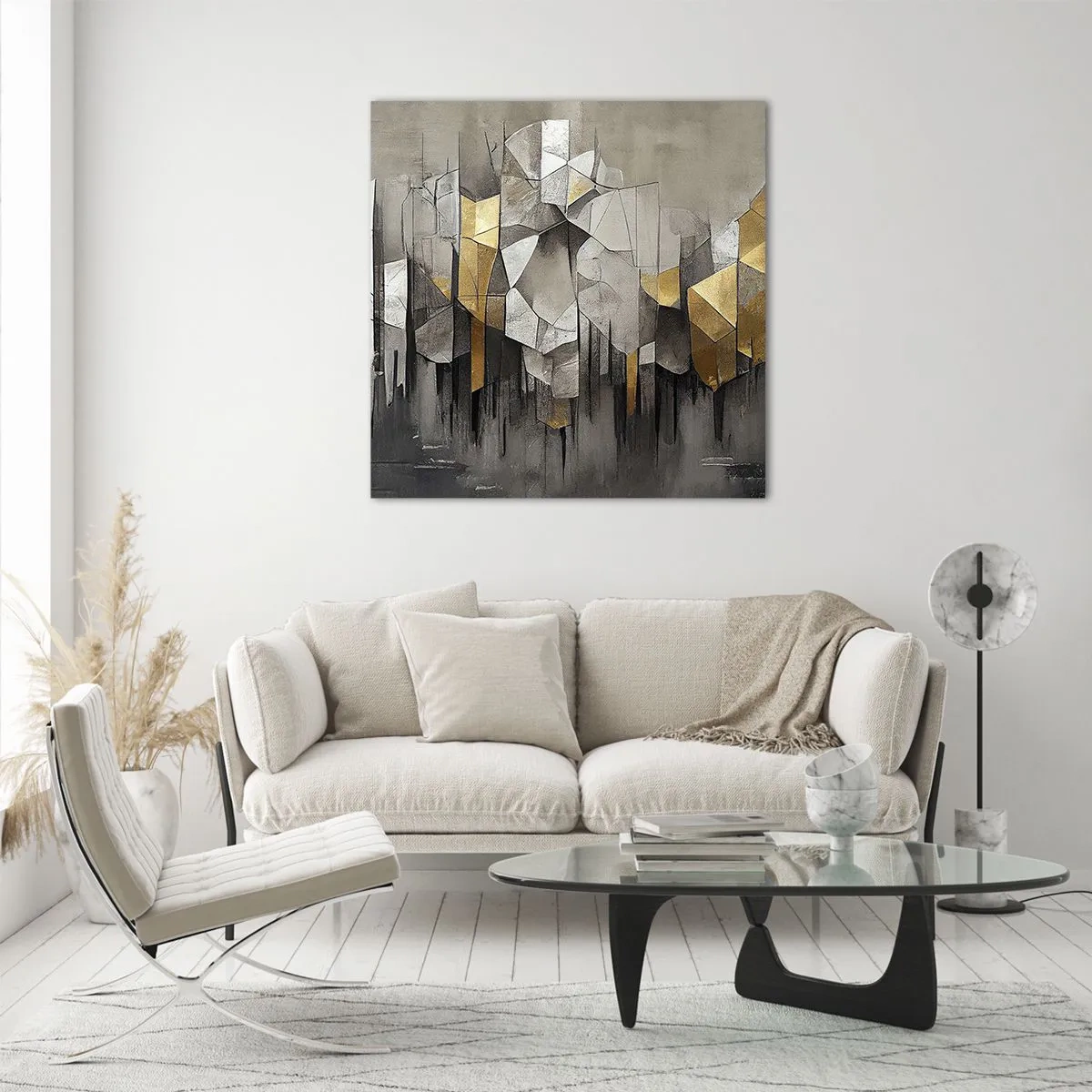 Glastavla - Bild på glas - Komposition av is och ljus - 60x60 cm