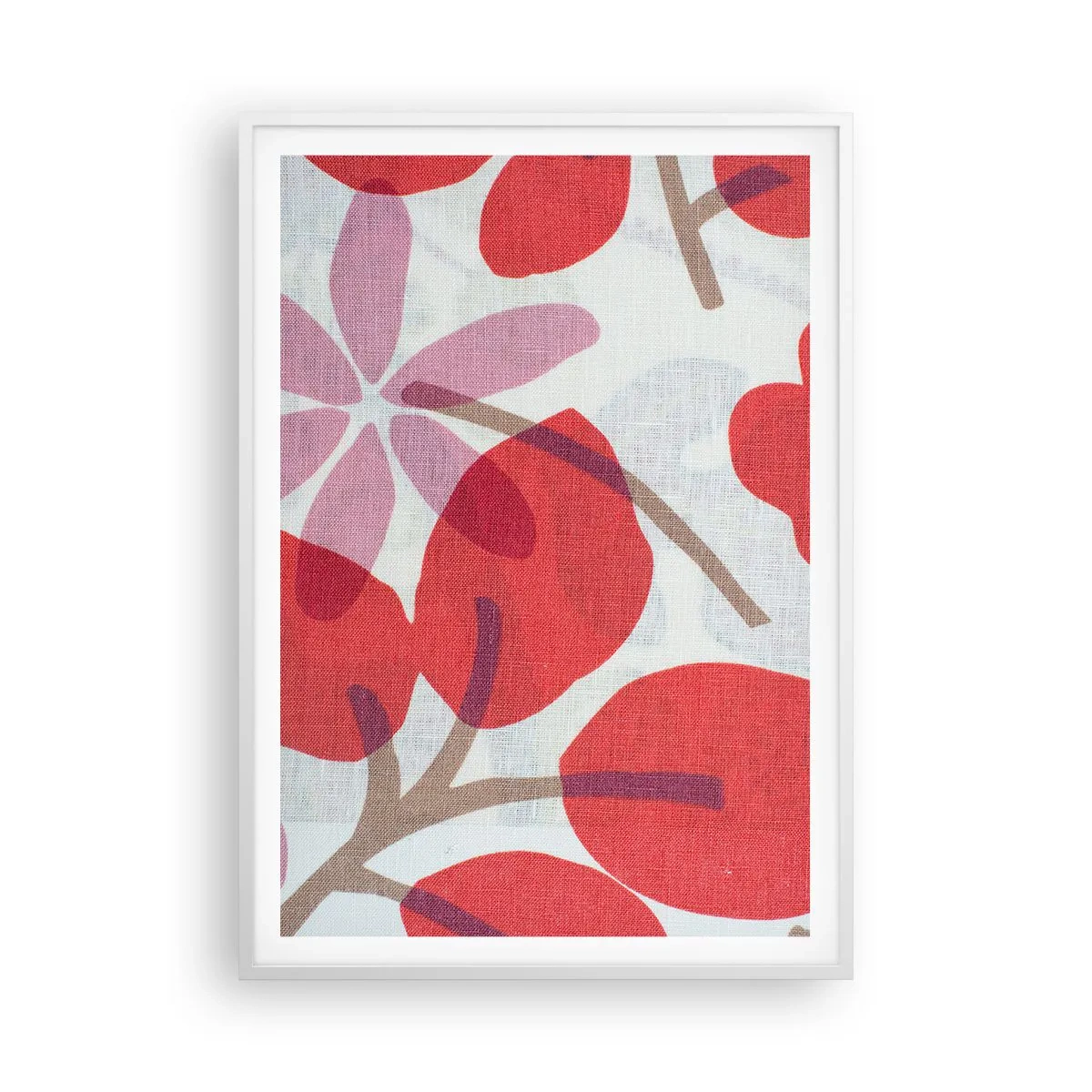 Affisch i vit ram - Blomsterkomposition i rosa - 70x100 cm
