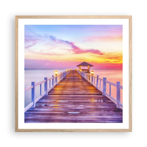 Affisch i ram av ljusek - Kvällens lila-guld tystnad - 60x60 cm