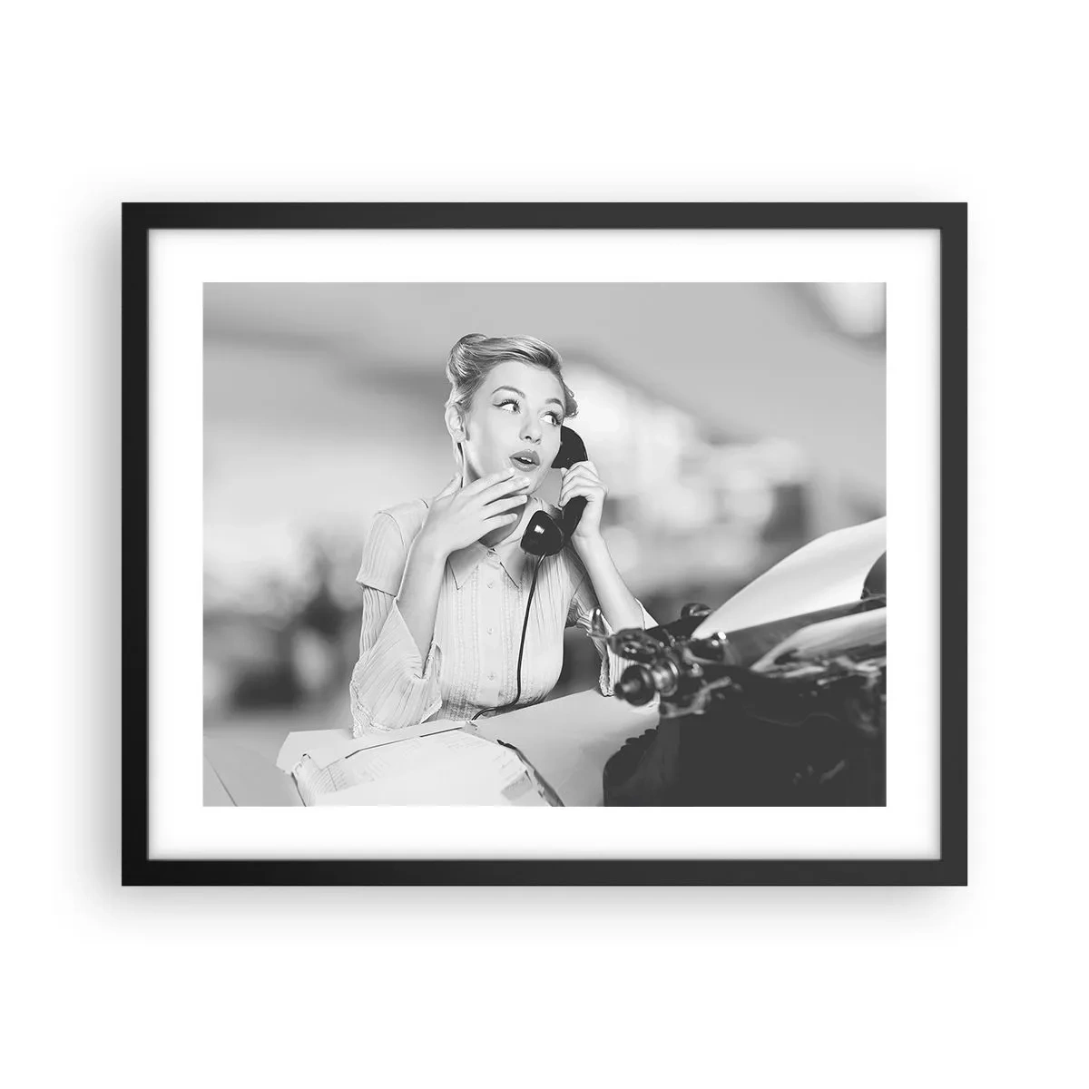 Affisch i svart ram - Hallå, tillbaka till 50-talet. - 50x40 cm