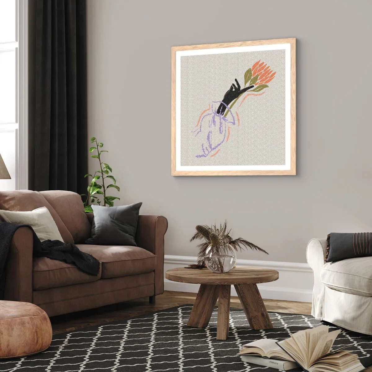 Affisch i ram av ljusek - En systerlig beröring - 50x50 cm