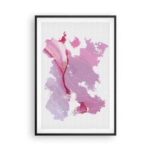 Affisch i svart ram - Karta över en rosa värld - 61x91 cm