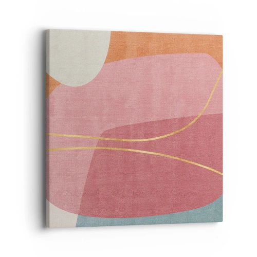 Canvastavla - Bild på duk - Pastellkomposition med guldtråd - 40x40 cm