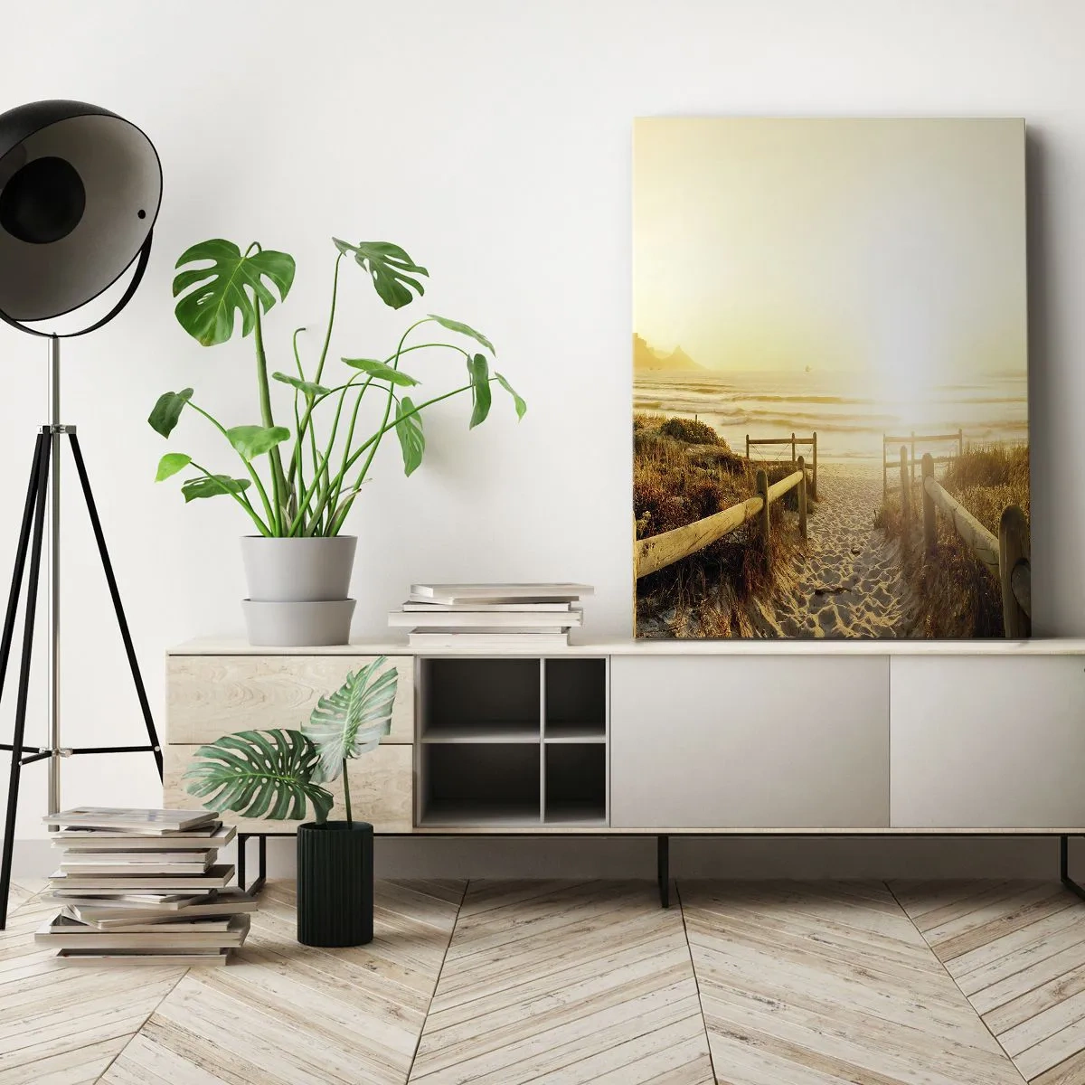 Canvastavla - Bild på duk - Genom sanddynan mot solen - 50x70 cm