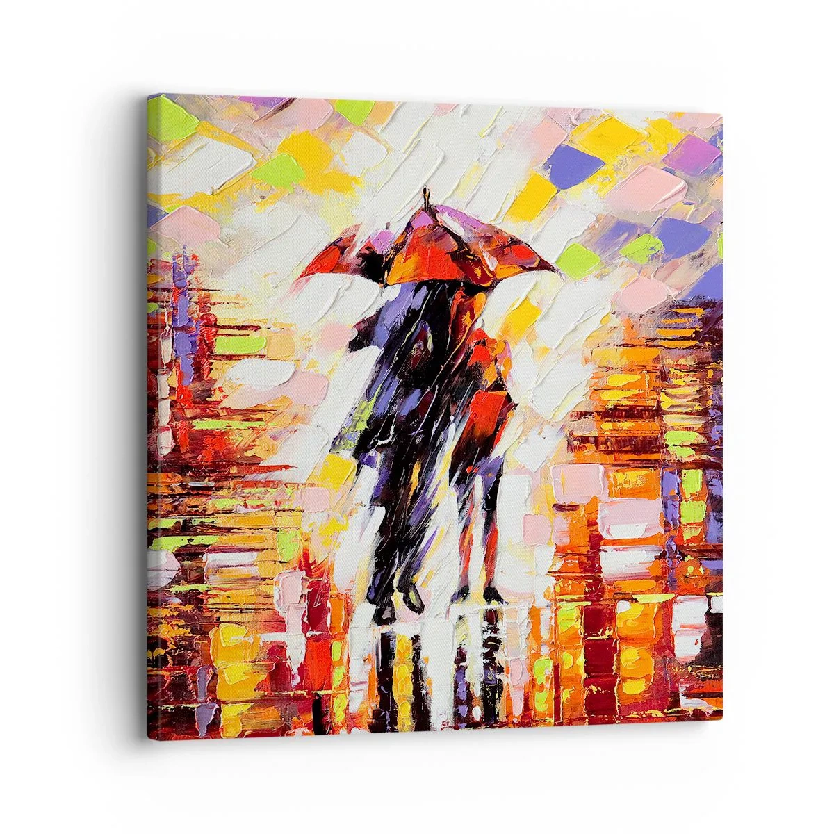 Canvastavla - Bild på duk - Tillsammans genom natten och regnet - 30x30 cm