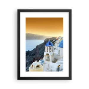 Affisch i svart ram - Santorini - inbäddat i berg - 30x40 cm