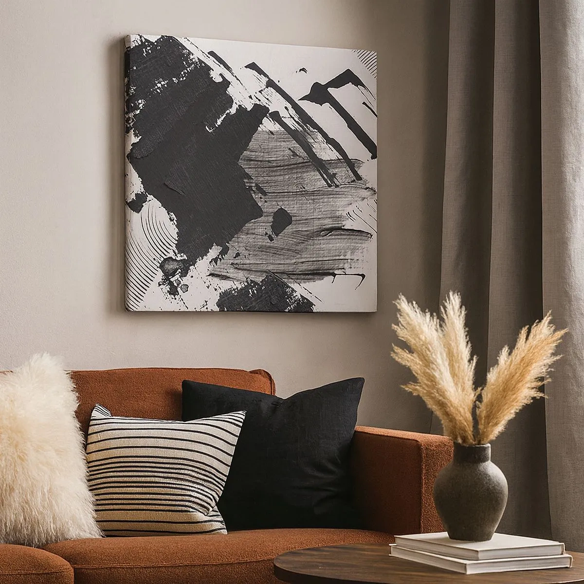 Canvastavla - Bild på duk - Abstraktion - uttrycket av svart - 30x30 cm